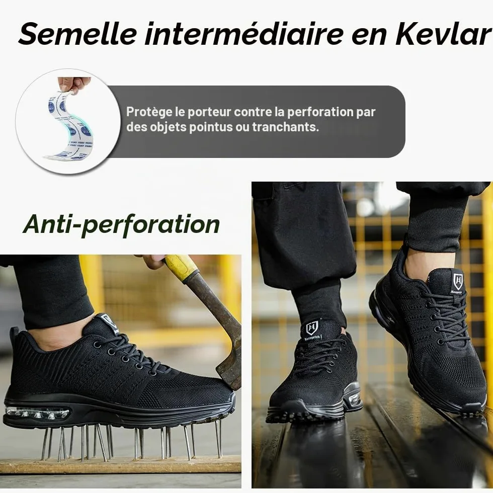 Chaussures de Securite Hommes Femmes Légère Basket de Securite Respirante Confortable Chaussure de Travail avec Embout en Acier