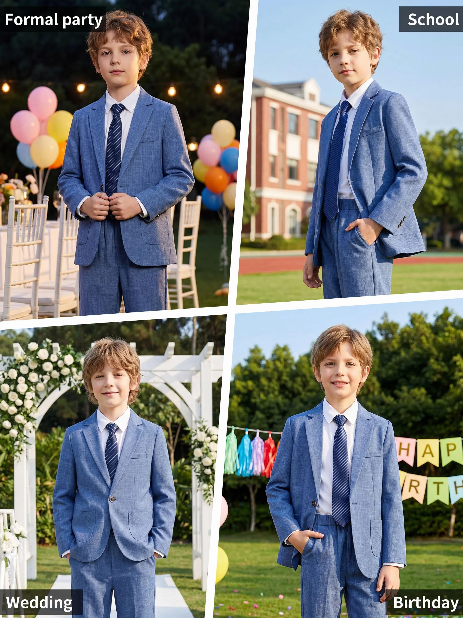 LOLANTA Costume Enfant, Ensemble 2 Pièces Garçons Tenues de Fête de Mariage Blazer et Pantalon, Tenue de Bal, 3-13 Ans