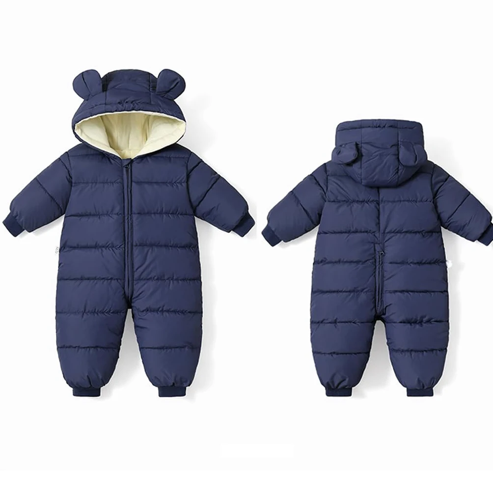 BRONG Bébé Filles Garçons Combinaison de Ski Hiver Manteau Nouveau-Né Épais Fermeture éclair Barboteuse Bébé Coupe-Vent Capuche Polaire Vêtements D'Extérieur