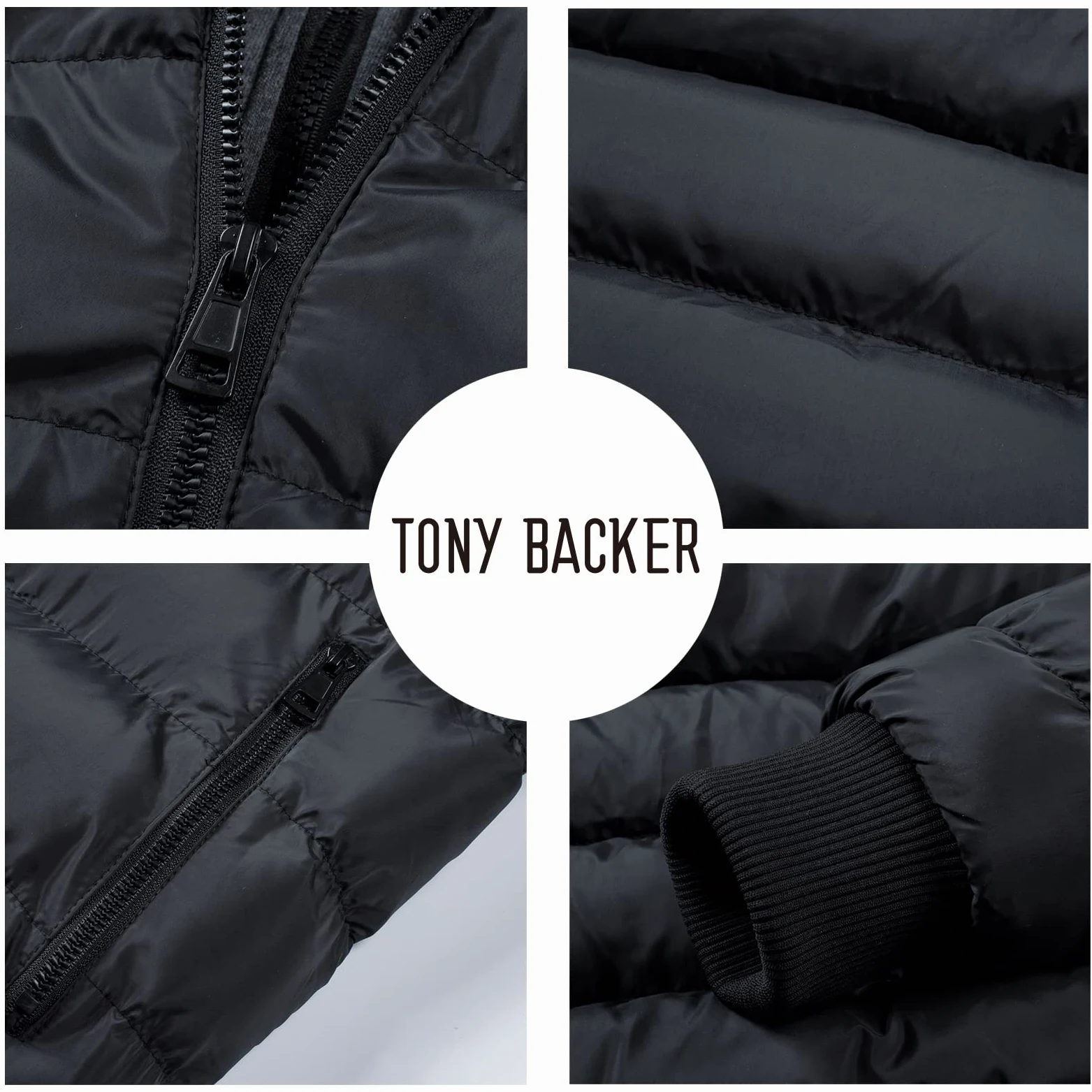 TONY BACKER Veste pour homme, veste d'hiver avec capuche, veste pour homme, veste pour homme, veste chaude, coupe-vent