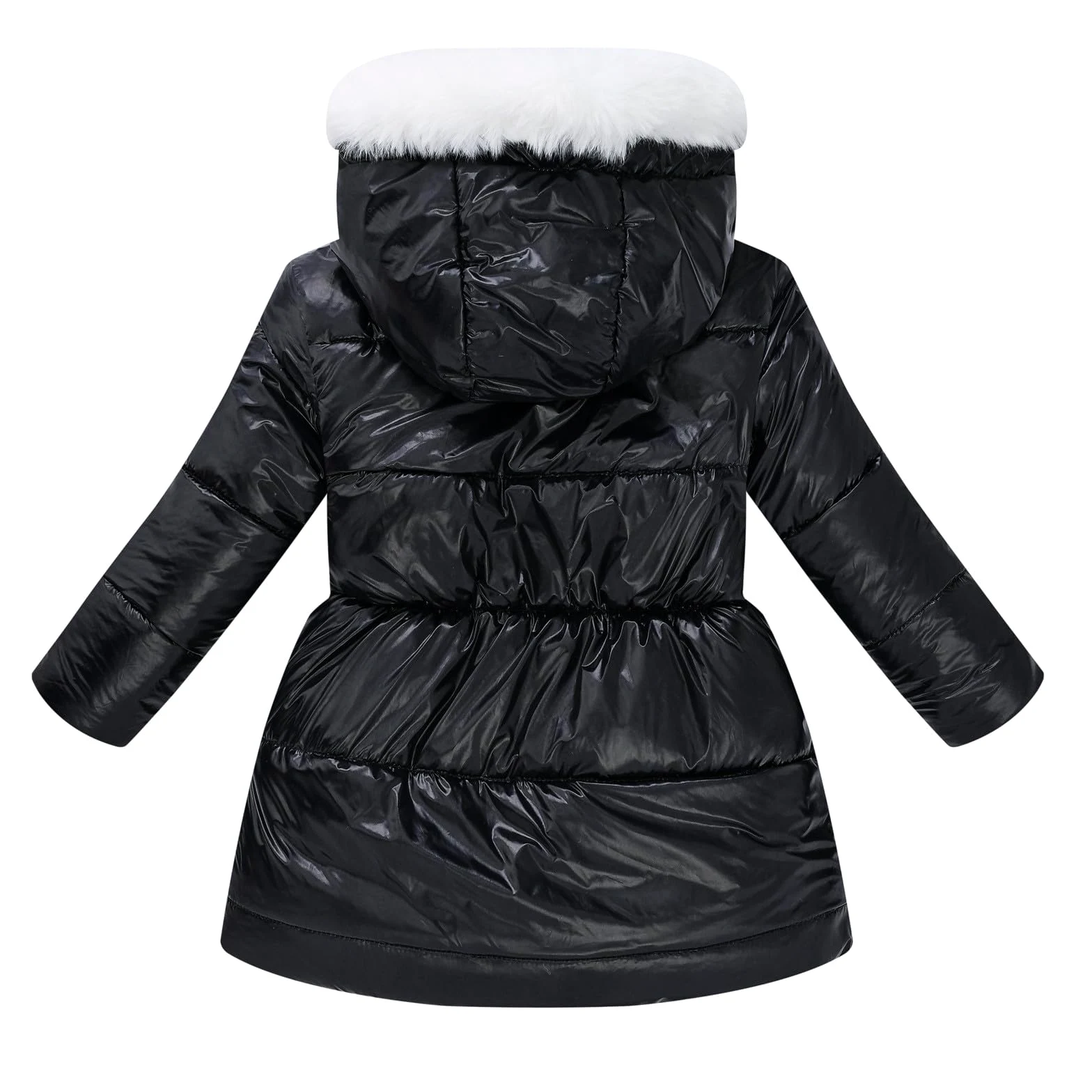 duxyoz Manteau d'hiver coupe-vent épais et chaud pour filles - Veste thermique à capuche avec capuche en fourrure - Parka doublée en polaire - Manteau matelassé rembourré pour enfants de 4 à 12 ans
