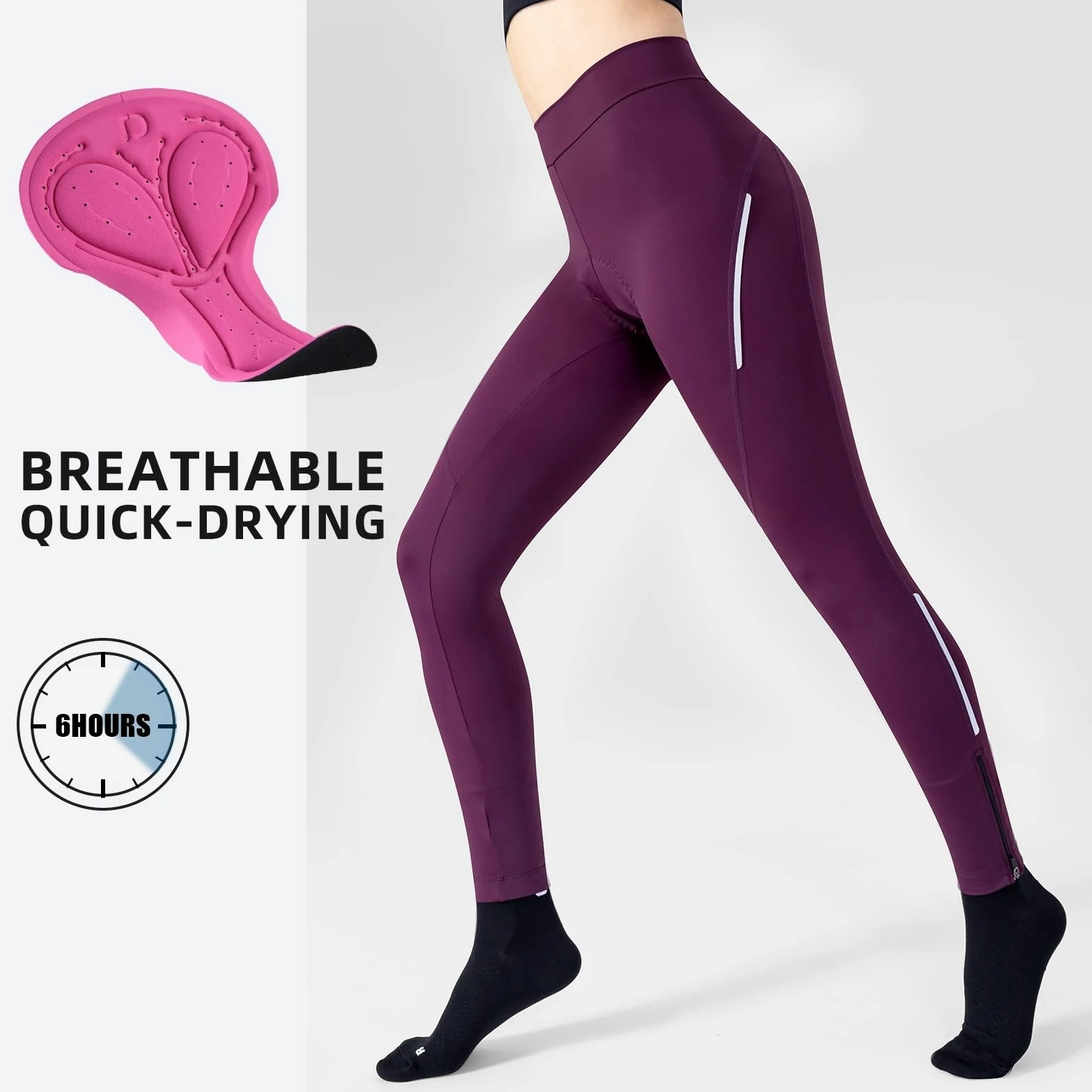 Pantalon De Cyclisme Pantalons de Cyclisme Femmes Pantalons de Cyclisme été équitation VTT Pantalon Route vélo rembourré Respirant vélo Pantalons Longs pour Cyclisme(Red,S)