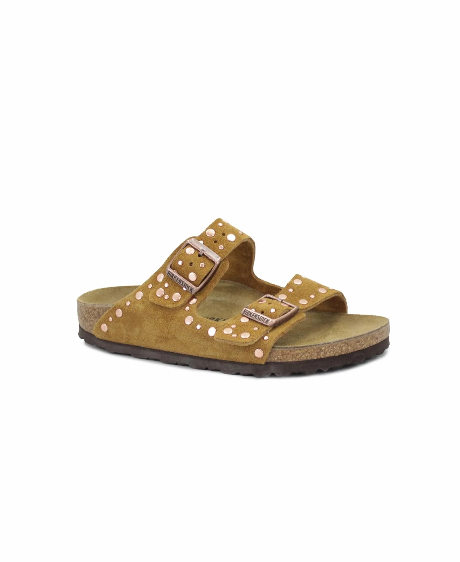 Birkenstock Pantoufles pour Femmes Arizona 1031731 Rivet Border Mink Marron avec Boucles et Clous
