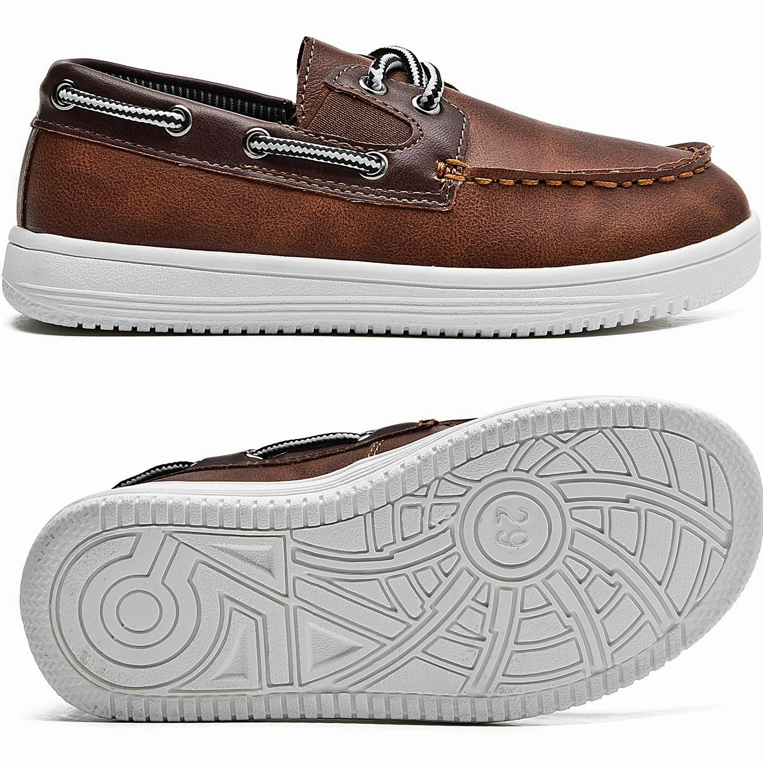 DADAWEN Classique Loafers Mocassins Garçon Chaussures Bateau à Lacets,Chaussure d'uniforme Scolaire Garçon