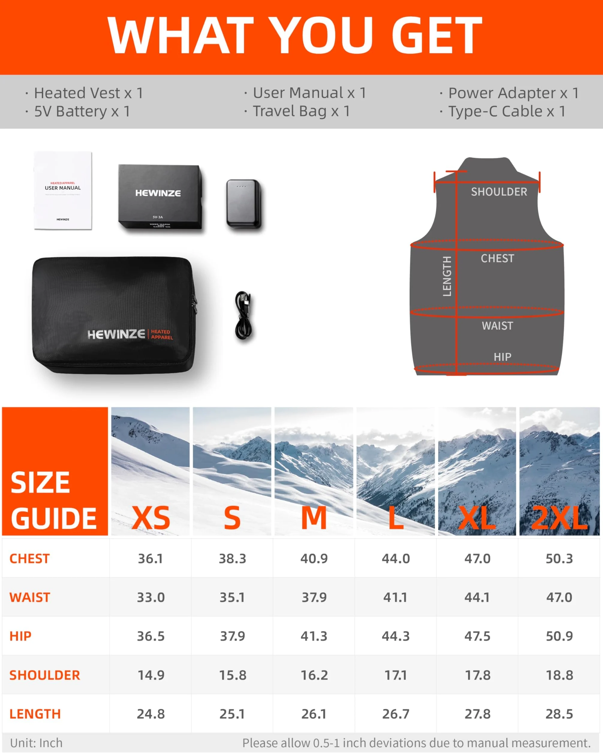 HEWINZE Polaire Gilet chauffant Femmes avec batterie incluse, veste chauffage usb, utilisée pour le ski, le camping, la pêche sur glace et d'autres activités de plein air.