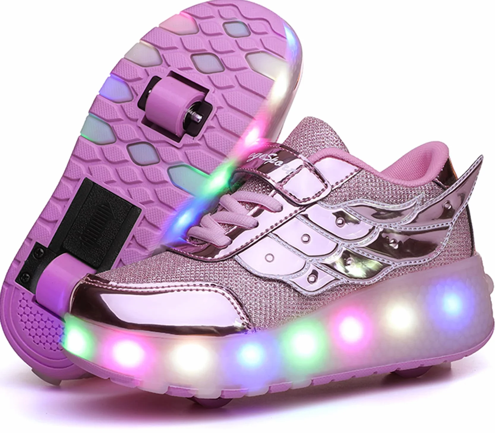 Chaussures à roulettes LED Lumières Clignotante Patins à roulettes pour Unisexe Enfants Retractable Basket a Roulette,Mode Skateboard Roller Garçons Fille Amie Creative Cadeau