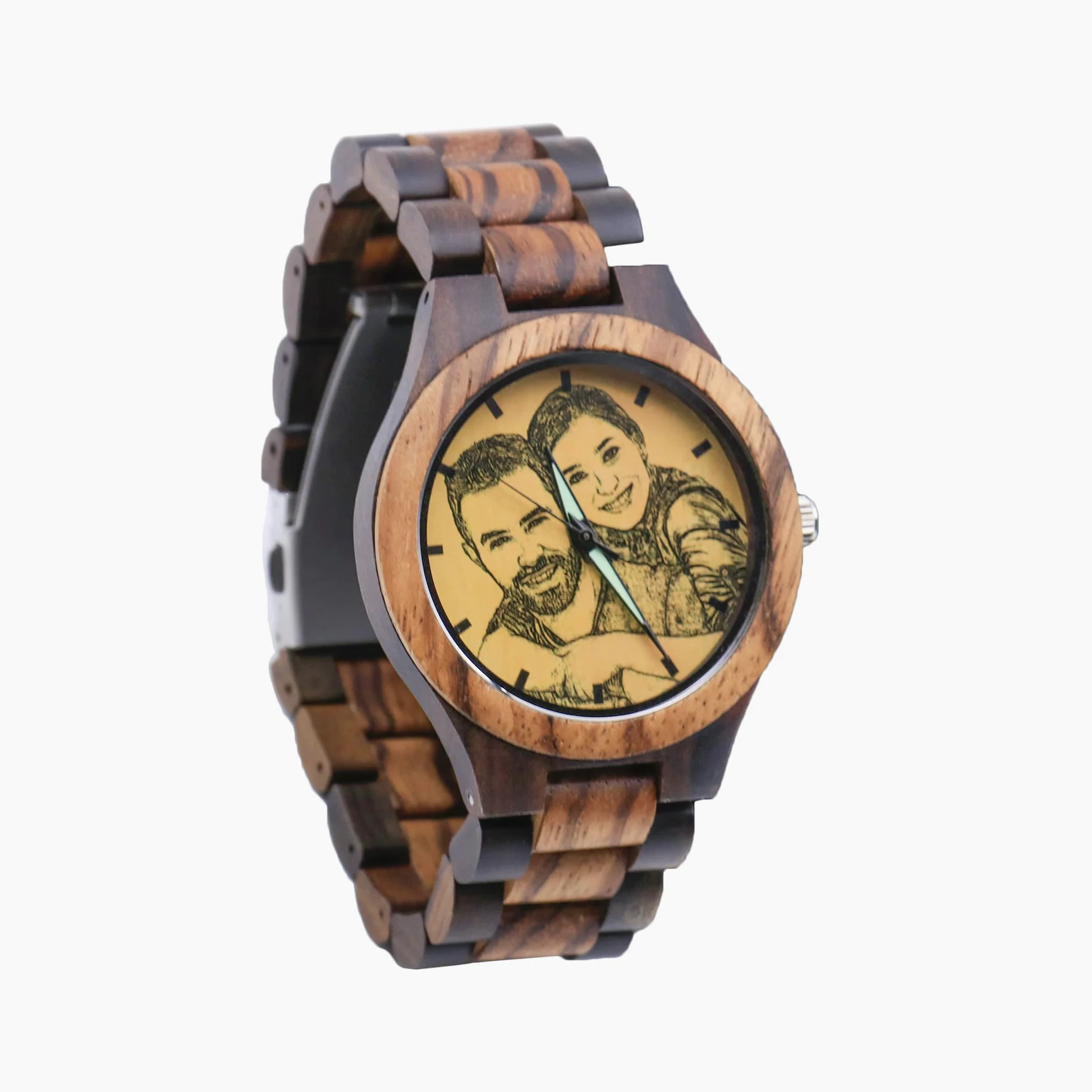 Montre en Bois pour Homme avec Photo Montre Photo De Père Personnalisée avec Texte Montre De Poche Personnalisée avec Cadre Photo Cadeau De Photo De Fête des Pères pour Papa Mari