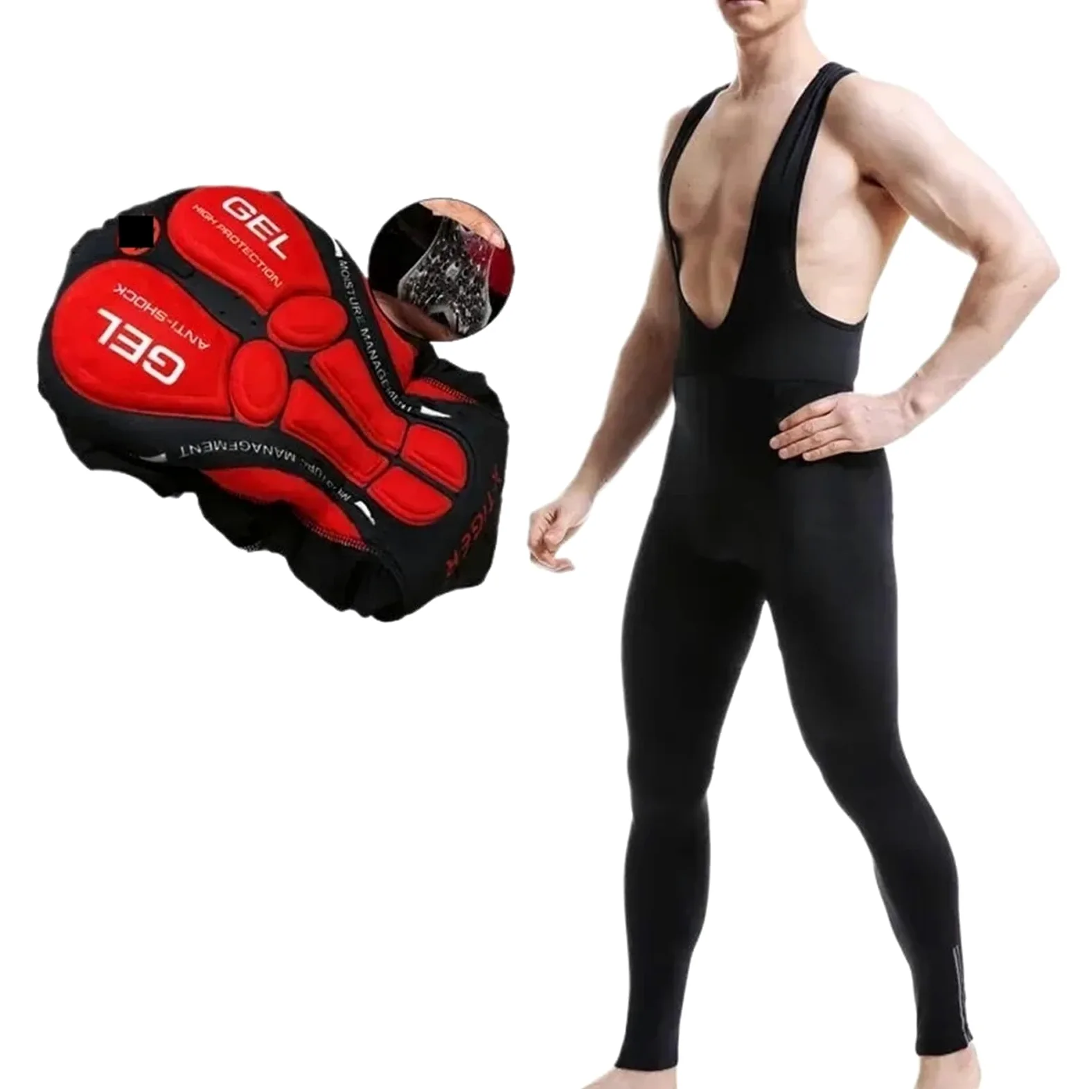 Cuissard Long de Cyclisme Pantalon à Bretelles de Cyclisme, Pantalon Thermique d'hiver for vélo Montagne, Collant avec Coussin Gel 5D, Garde au Chaud