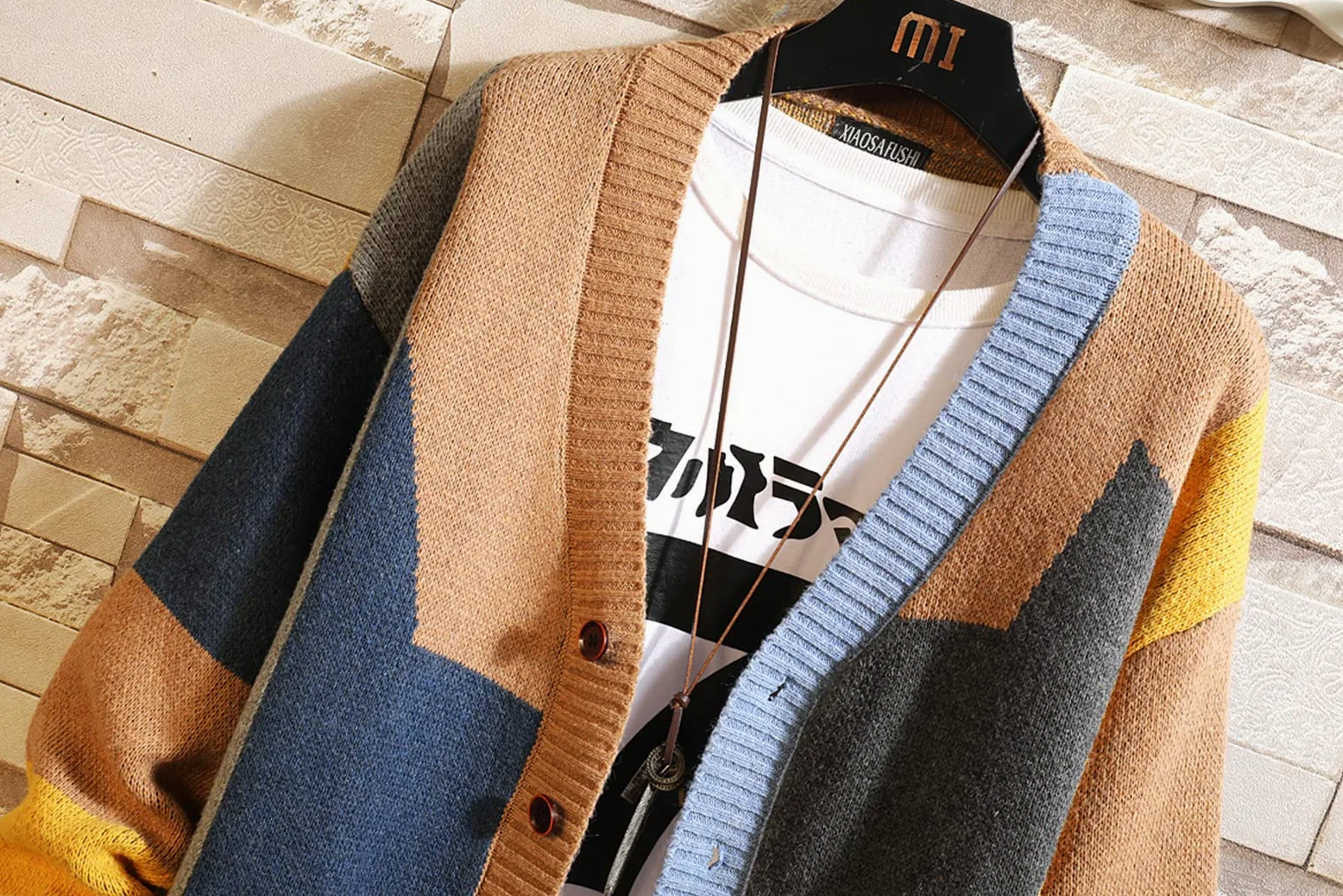 GURUNVANI Cardigan Sweater pour Hommes Pulls à Manches Longues en Tricot avec Boutons
