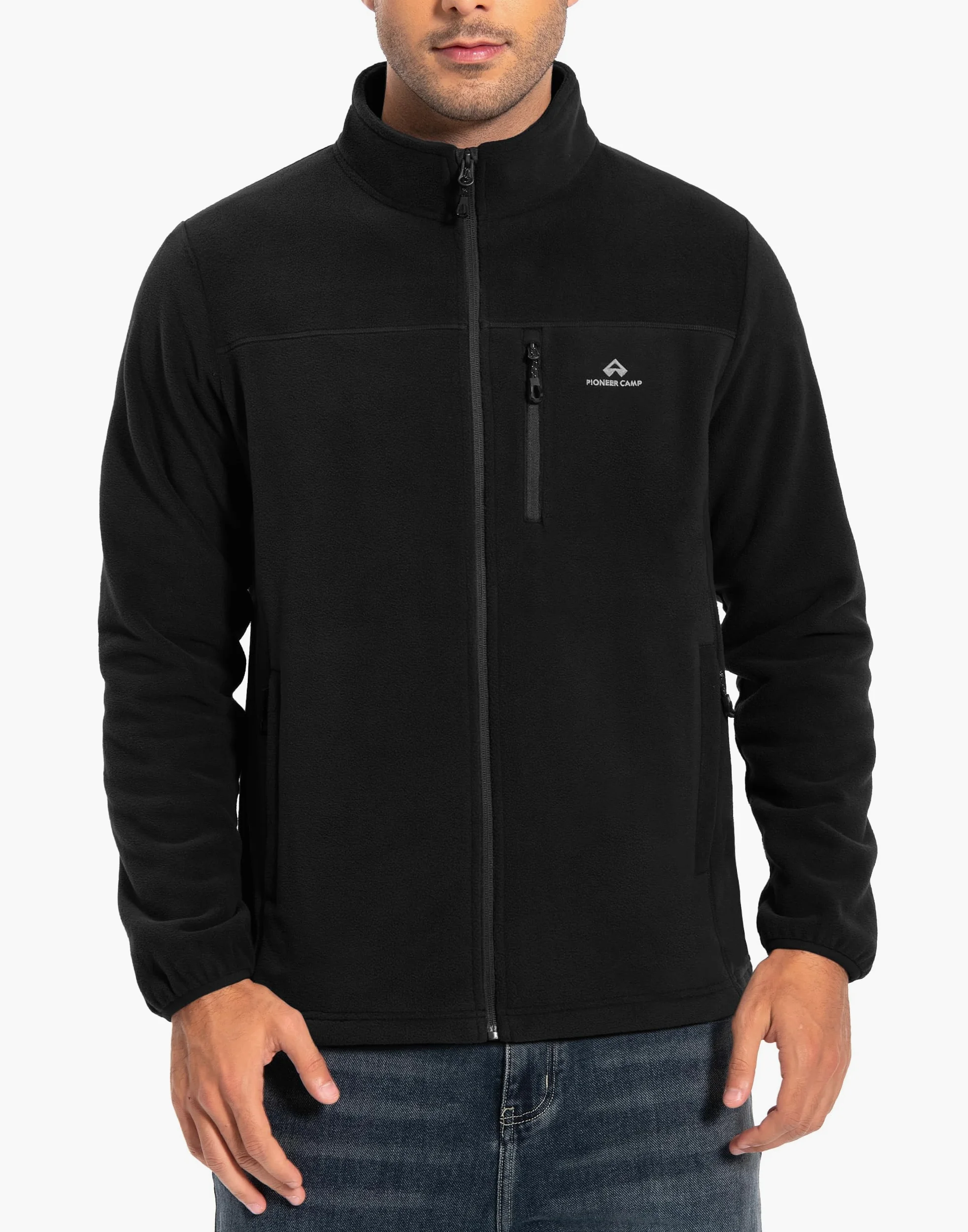 Pioneer Camp Veste polaire pour homme - Fermeture éclair intégrale - Légère, coupe-vent - Avec fermeture éclair