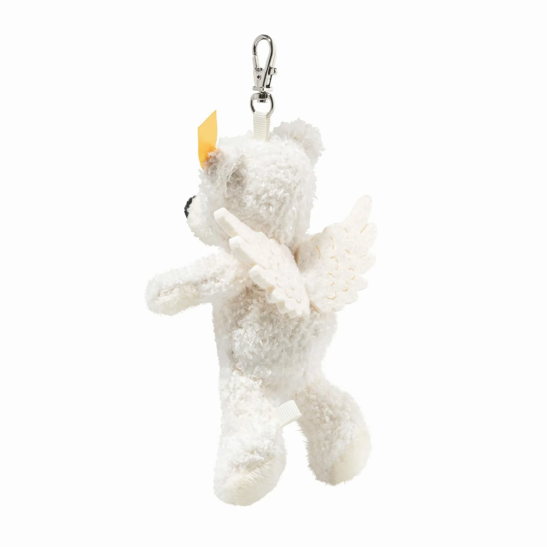 Steiff Pendentif en Forme d'ours en Peluche Lotte - 12 cm - Blanc - Ange Gardien - Porte-clés - en Peluche - Ailes d'ange en Feutre - Idée Lavable en Machine