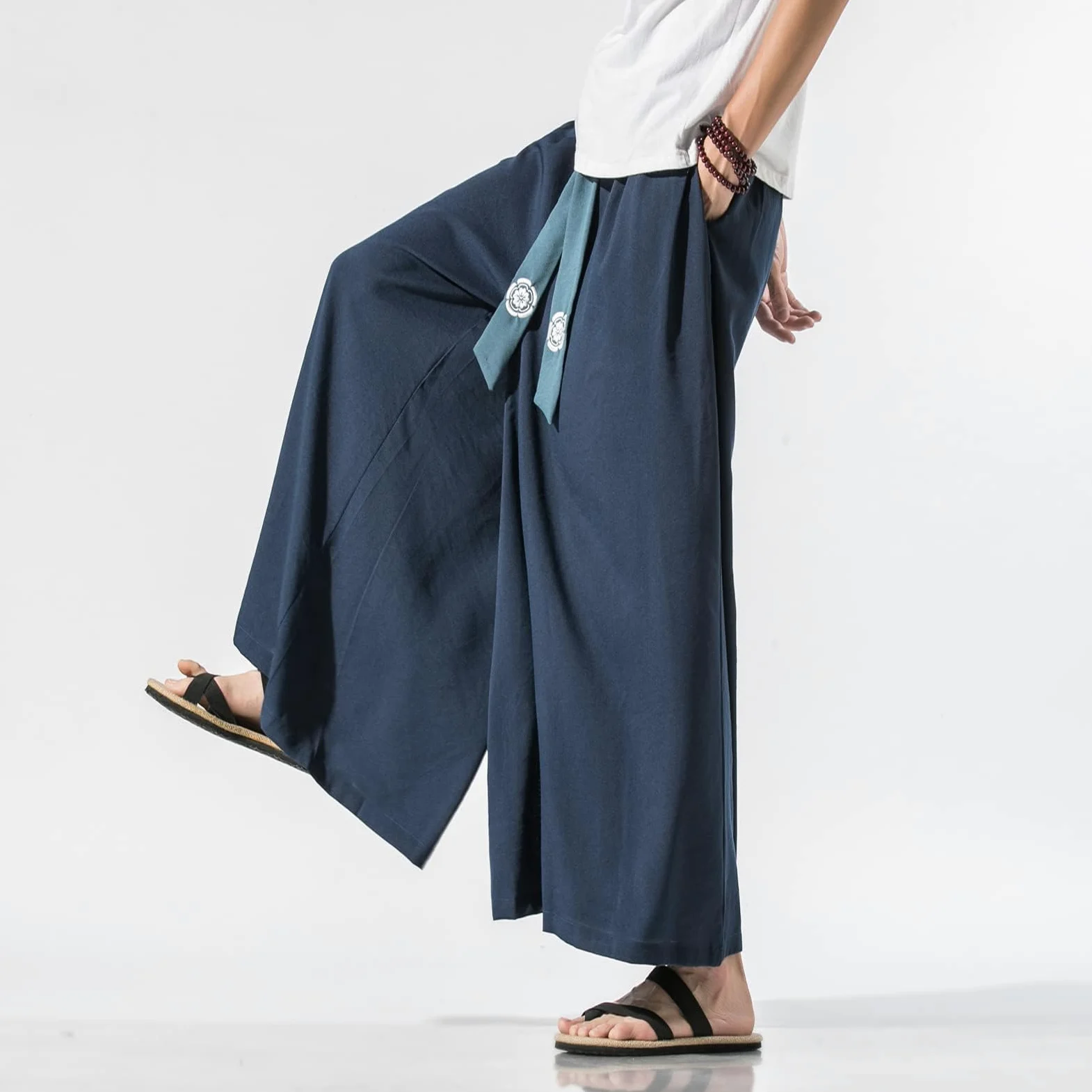 GURUNVANI Pantalon de yoga japonais à jambes larges pour homme, style hip-hop, baggy