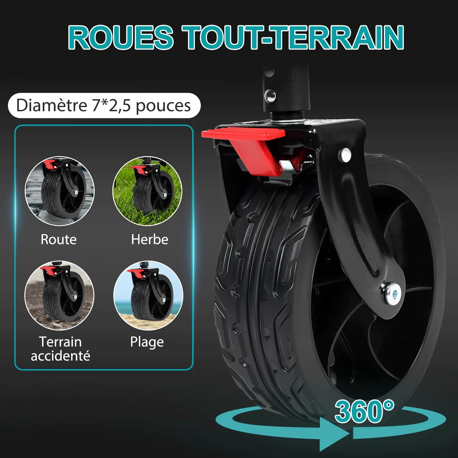 Sekey Chariot de Transport Pliable avec Hayon Arrière Extensible 135L & 200L, Chariot de Plage Pliable dans Quatre Directions jusqu'à 150KG SE4019, Vert Olive