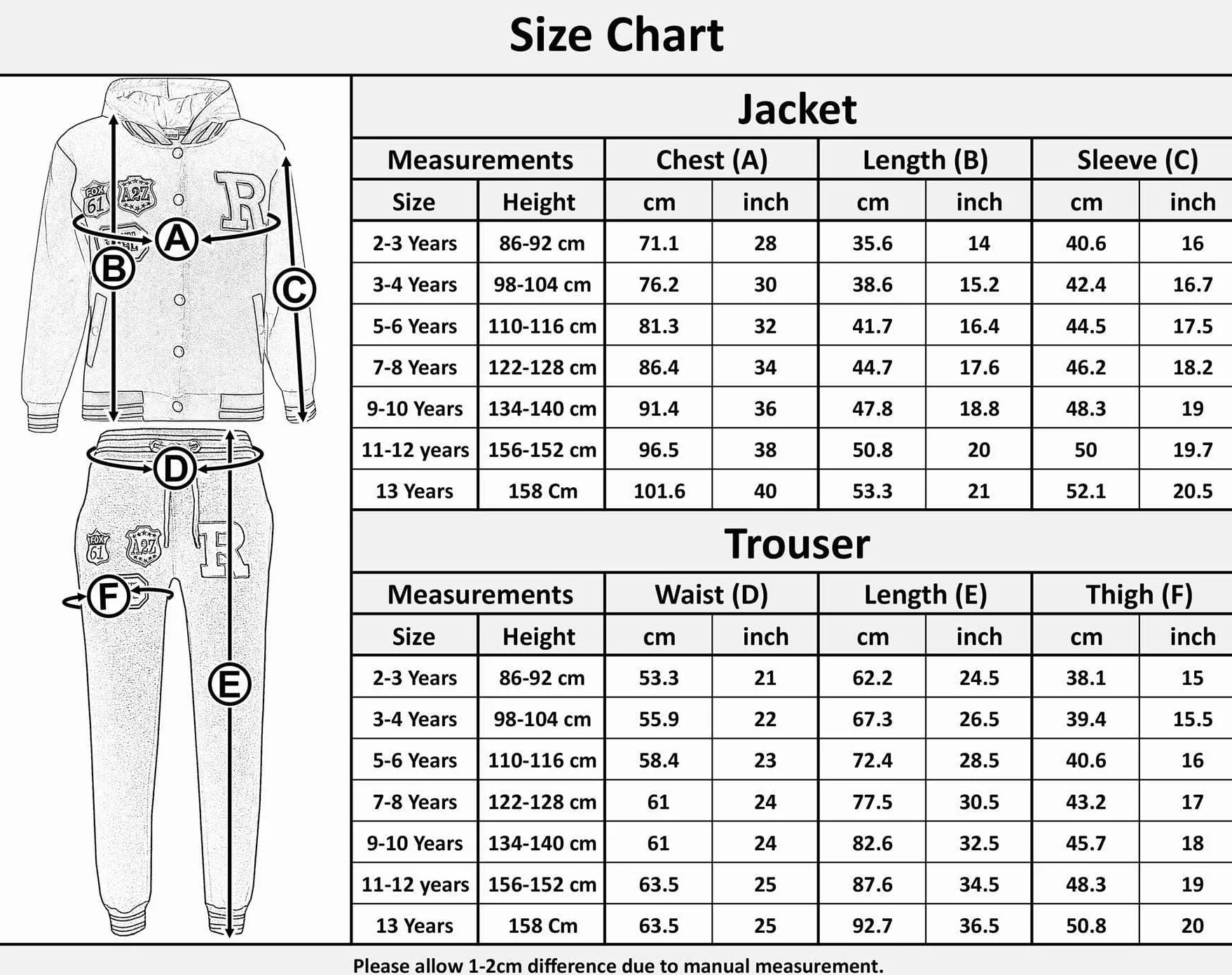 A2Z 4 Kids Survêtement de baseball unisexe pour filles et garçons R Fashion Fox et NYC Sweat à capuche avec jogging B.B Contrast Jacket Ensemble à manches longues pour enfants de 2 à 13 ans
