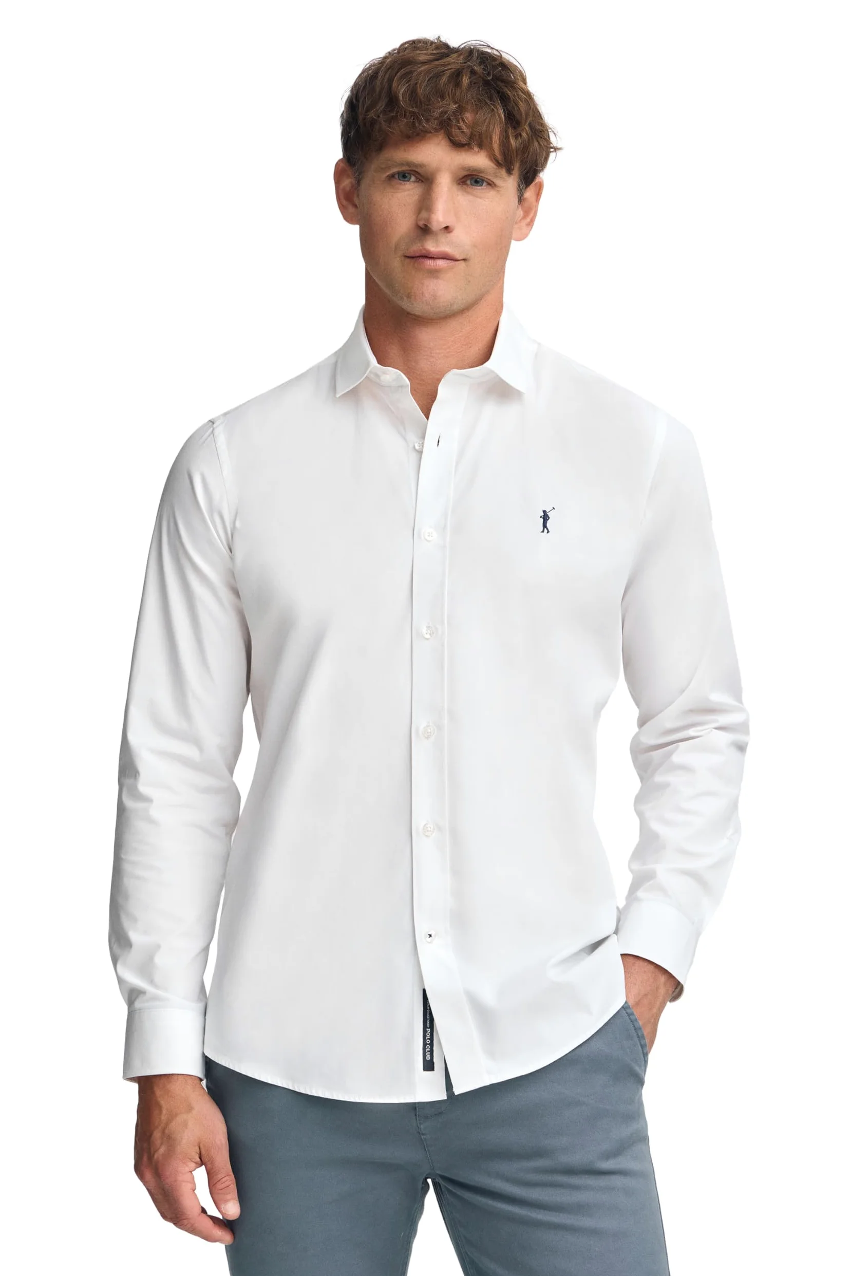 Polo Club Chemise Popelin à Manches Longues 100% Coton pour Hommes - Slim Fit