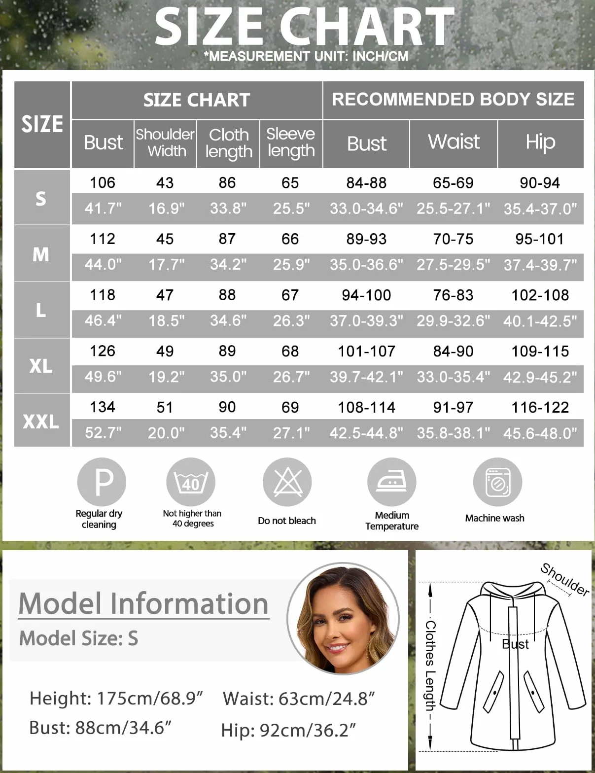 Vancavoo Veste Imperméable Femme Chic Long Manteau de Pluie Coupe Vent avec Capuche Poncho avec Poche