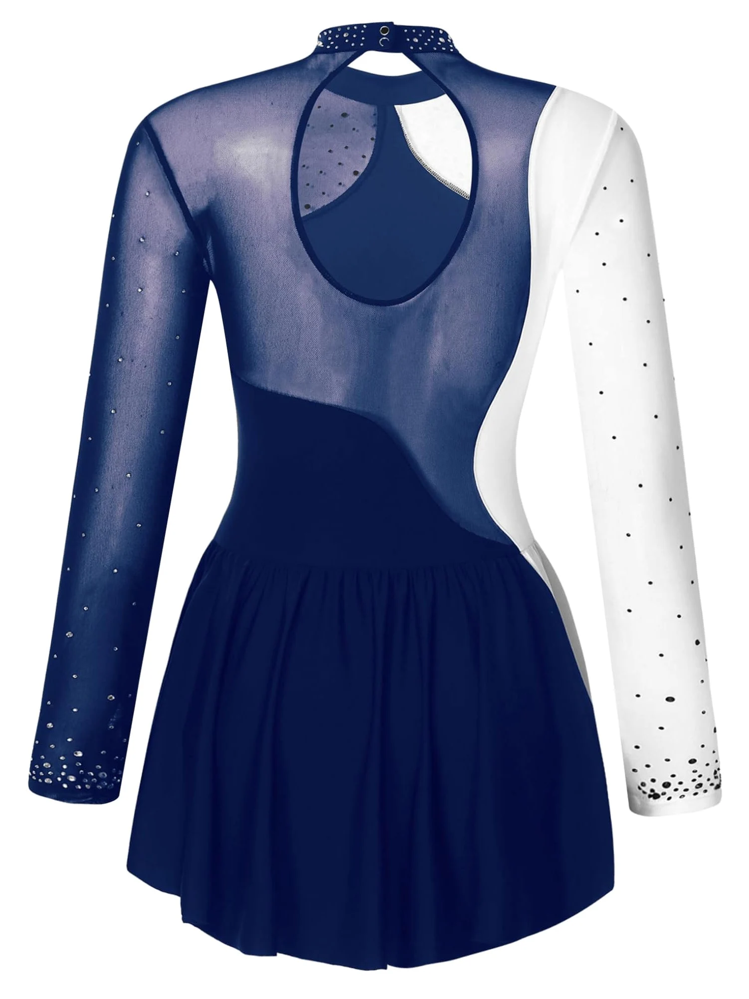 Oyolan Femme Robe et Collant Patinage Artistique Patin Justaucorps Robe Manches Longues Strass