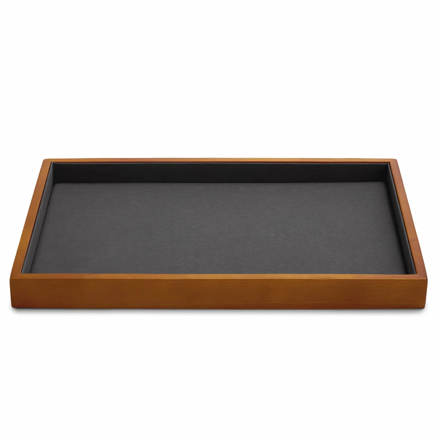 Oirlv Bois Massif Plateau Plat Pour Bijoux,Empilable,Tiroir Pour Bijoux,Organisateur,Vitrine,Porte Bijoux(Gris)