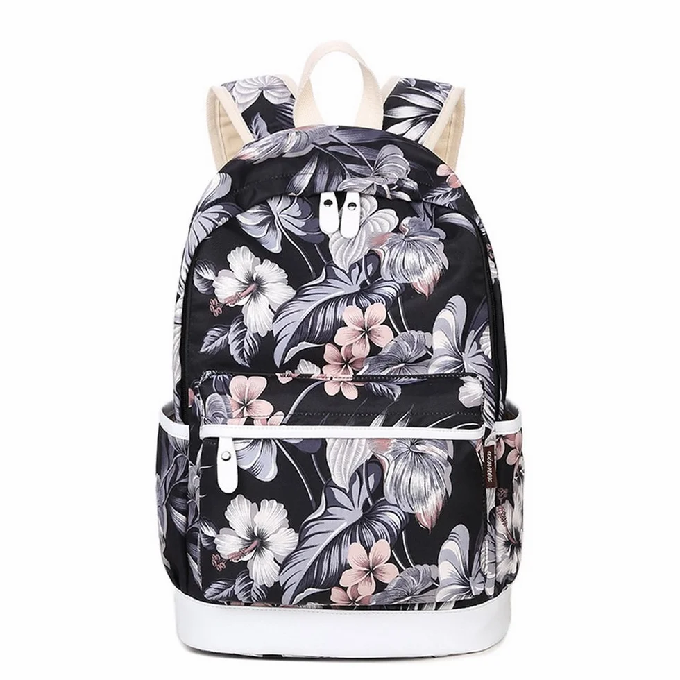 Acmebon Sac à dos décole fashion pour filles, Sac à dos Casual pour ordinateur portable - Ensemble de 3 pièces pour femmes Floral