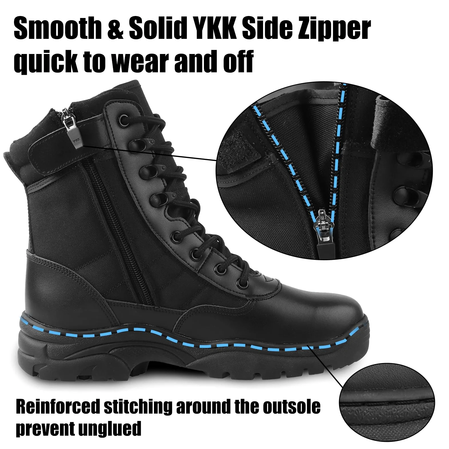 Rangers Militaire Homme Bottes Tactique Botte Moto Homme Bottes Militaire Airsoft Bottes de Combat avec Fermeture éclair Antidérapante Chaussure de Randonnée