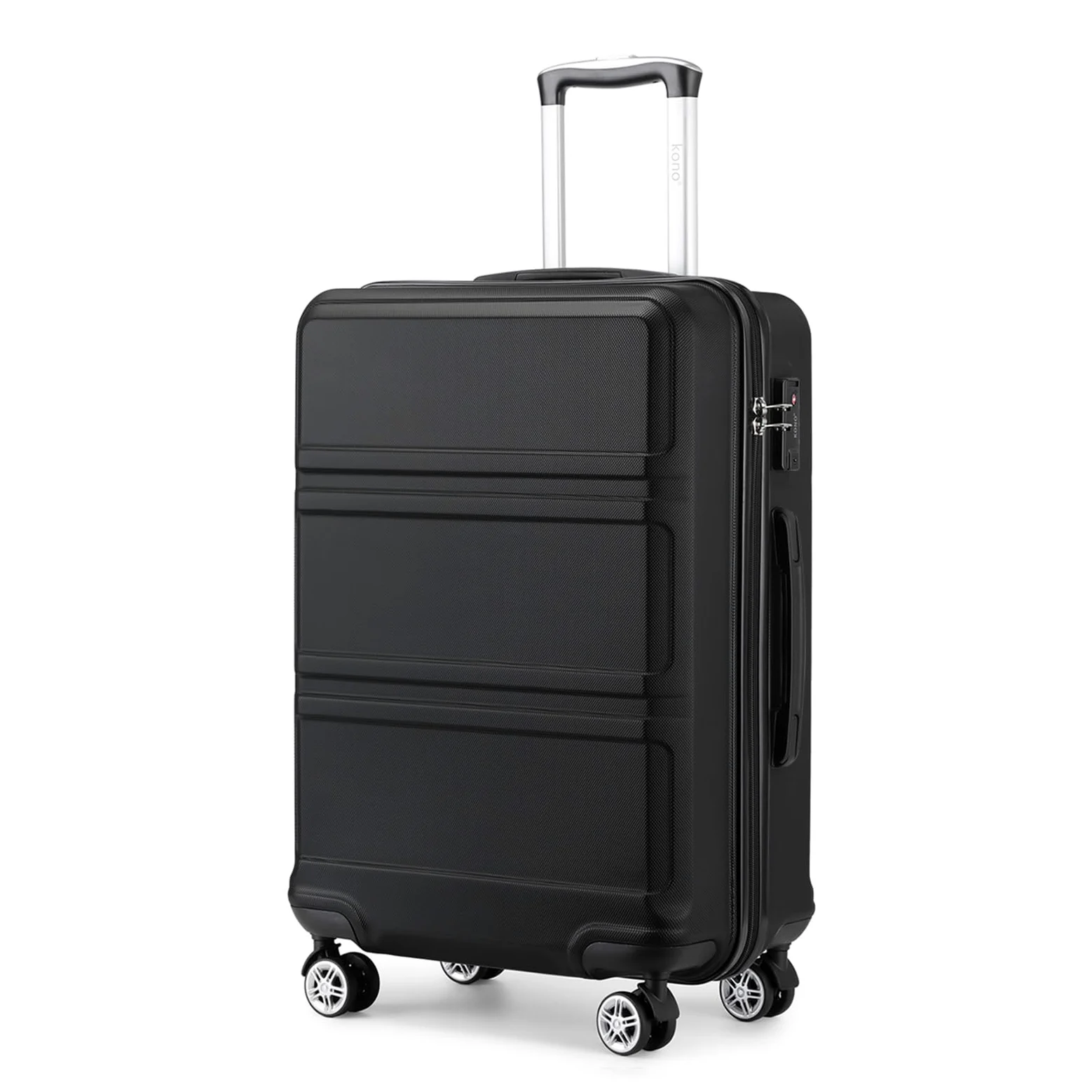 Kono Valise Grande 74cm Rigide ABS Valise de Voyage 28 Pouces à 4 roulettes et Serrure TSA Valise de Mode, Noir