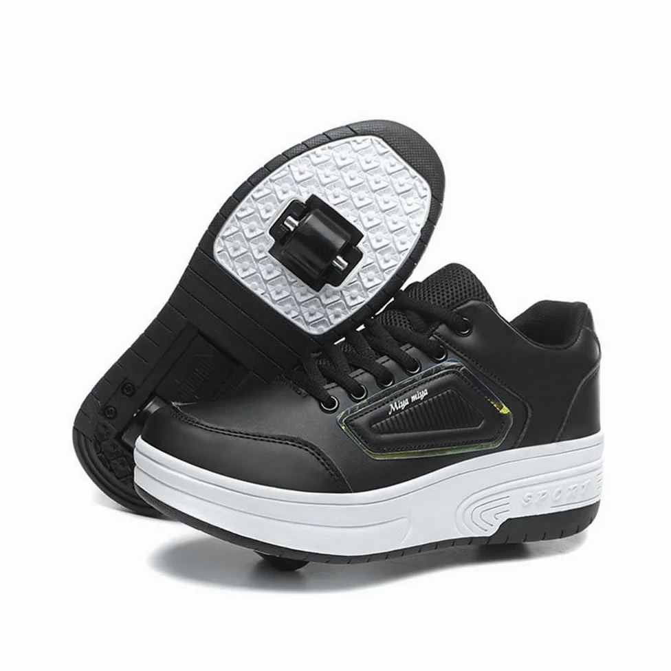 NEN Chaussure à Roulettes Rétractables Garçons Fille, Roller 2 Roues Adolescents Intérieur Extérieur